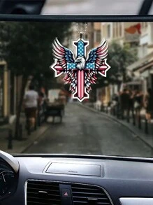 1pc 2D USA Flag Eagle Shaped Car Interior Rearview Mirror Pendant Keychain Decoration Hanging Pendant - Multicolor - View 7