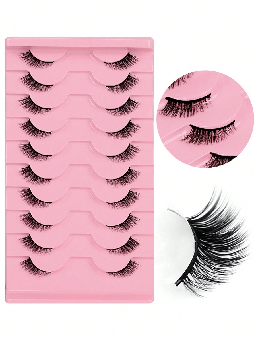 Half Eye Eyelash Extensions Kit With DualEnded Glue And Tweezers, 10