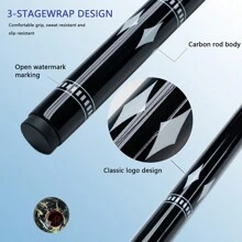 9mm High Quality Pointed Carbon Fiber Snooker Cue, 58 Inch Split Shaft, Customizable - Black - View 2