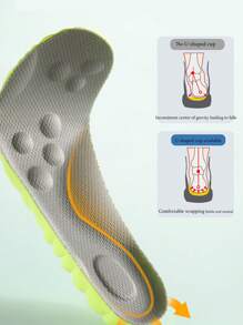1pair Kids' Breathable, Sweat-Absorbing, Elastic And Shock-Absorbing Replacement Insoles For Sports Shoes - Grey - View 5