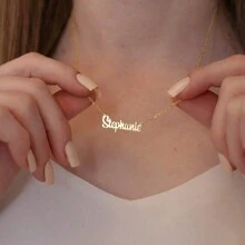 Personalized Name Necklace, Custom Script Name Necklace, Personalized Handmade Jewelry Gift For Her, Birthday Gift, Mother's Day Gift For Mom - Golden - View 4