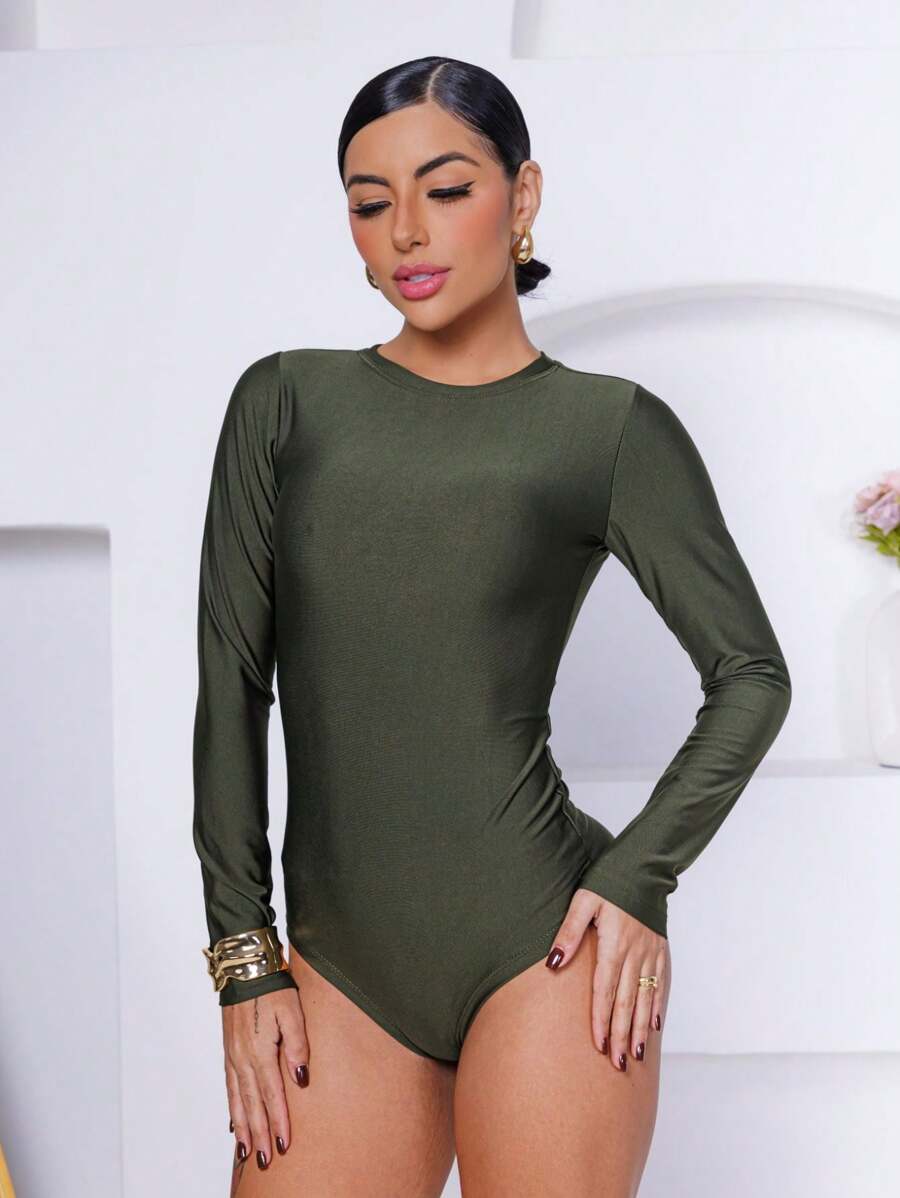 Women Bodysuits - Army Green - View 1