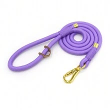 Pet Fashionable Personalized Gold Color Zinc Alloy Clasp Heavy Duty Handmade Nylon Leash For Dogs, Polyester Rope Durable Strong Dog Lead, Suitable For Large & Medium Pets, Collar And Training Accessories