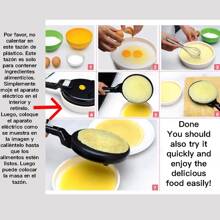 Sokany.Máquina para hacer crepes eléctrica, máquina para hacer crepes, máquina para hacer panqueques, máquina para hacer crepes portátil con revestimiento antiadherente, cena de desayuno rápido de 20 segundos, camping, control automático de temperatura - Negro - Ver 3
