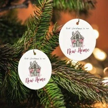 1PC New Home Ornament,First In Our New Home, First Home Ornament,Hanging New House Tree Decorations Home Decor Christmas Decorations Room Decor Christmas - White - View 7