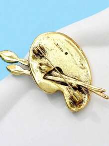 1 Stück vintage goldfarbene Künstlerpalette Brosche mit Strass für Frauen, Geschenk im Maler-Künstlerstil, dekorative Anstecknadel für Jackenaufschläge