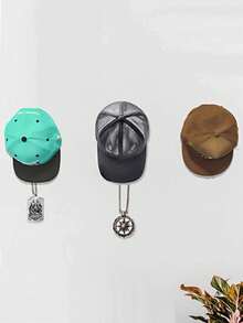 5pcs Sticky Hooks For Hat, Door And Wall Hanging Storage Box, Baseball Cap Rack - Black - View 7