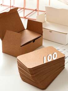 100pcs Diy Hand-Drawn Cards For Leaving Messages With Blank English Word Cards And Kraft Paper Postcards, Randomly Packed In A Box - Camel - View 13