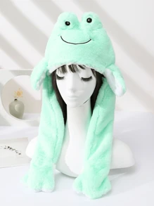 1pc Women's Cute Moving Ears Plush Hat - Thick Warm Fleece Earflap Beanie, Daily Wear Valentine's Day