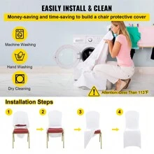 100Pcs Stretch Spandex Folding Chair Covers, Universal Fitted Chair Cover, Removable Washable Protective Slipcovers, For Wedding, Holiday, Banquet, Party, Celebration, Dining White - White - View 6