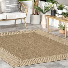 NuLOOM Asha Simple Border Indoor/Outdoor Area Rug For Bedroom, Dining Room, Living Room, Hallway, Office, Kitchen, Entryway - 卡其色 - 查看 5