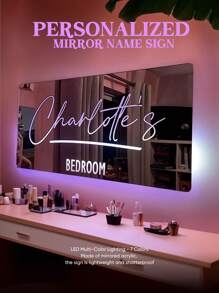 1 pieza Luz de espejo LED personalizada - Decoración de pared de acrílico elegante con control remoto, tres opciones de tamaño - Luz de noche personalizada ideal para el dormitorio y la sala de estar - Regalo perfecto de Navidad, cumpleaños, aniversario para mamá, esposa o novia. Colorido, sencillo, Kawaii, Y2K, minimalista elegante, personalizado, único. Regalos ideales para él, ella, novio, novia, familia, amigos. Luz de noche, luces de neón, artículos para el hogar, decoración de habitaciones, decoración navideña - Luz decorativa espejo + mando a distancia. - Ver 6