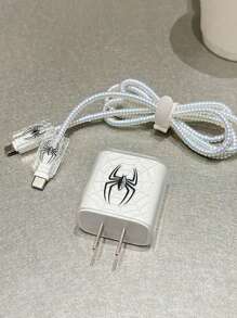 5pcs Black Spider TPU Charger Protective Cover Compatible With Apple 18/20W Charger Cable Protector, Charger Protector