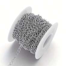 1/3/5/10/100m Silver Stainless Steel Polished Necklace Chain, DIY Jewelry Making Materials - Silver - View 2
