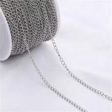 1/3/5/10/100m Silver Stainless Steel Polished Necklace Chain, DIY Jewelry Making Materials - Silver - View 3