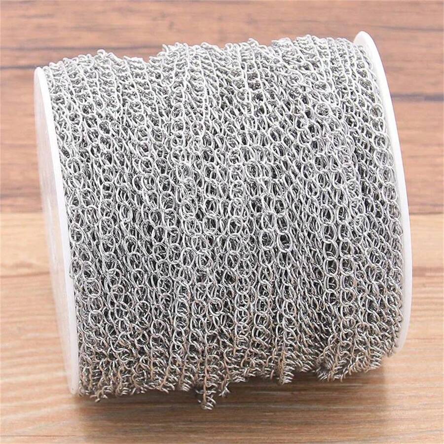 1/3/5/10/100m Silver Stainless Steel Polished Necklace Chain, DIY Jewelry Making Materials - Silver - View 1