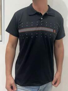 Men Polo Shirts - 黑色 - 查看 1