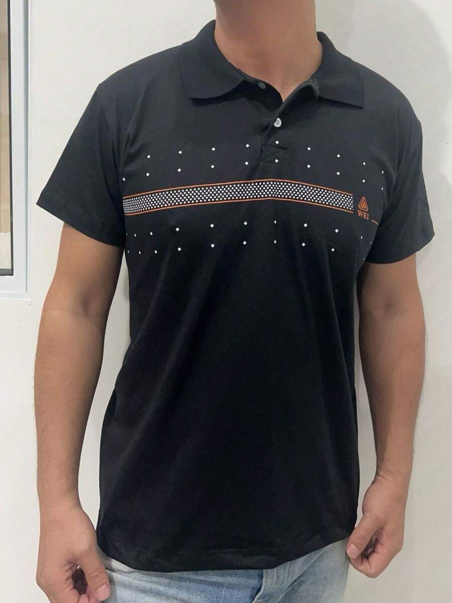 Men Polo Shirts - 黑色 - 查看 1