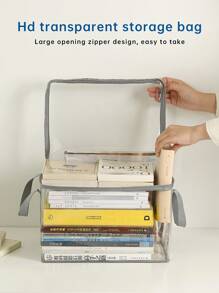 1pc/2pcs Book Storage Bag, Freestanding, Multi-Functional Storage Bag For Living Room, Bedroom, Study, Waterproof PVC Handbag, Toy & Snack Organizer - Four-color - View 1