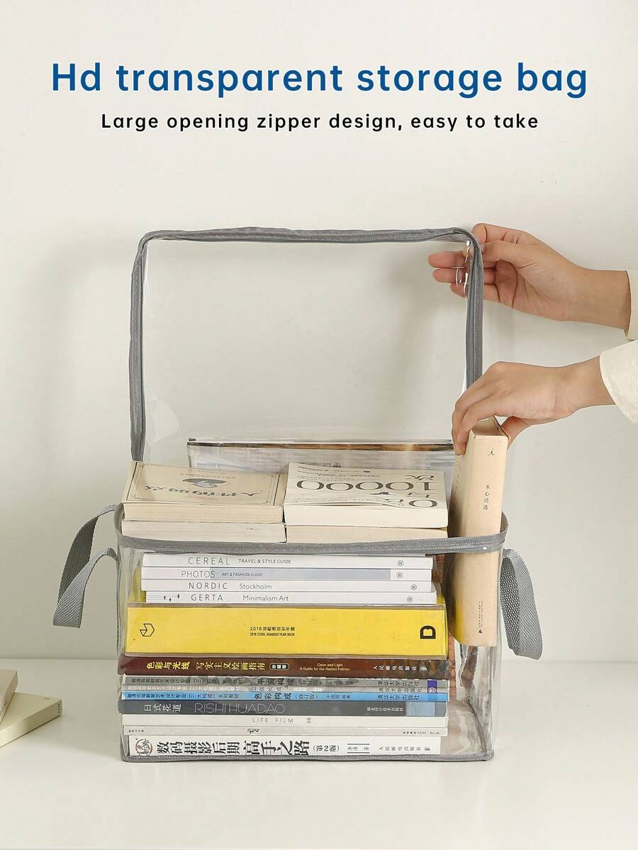 1pc/2pcs Book Storage Bag, Freestanding, Multi-Functional Storage Bag For Living Room, Bedroom, Study, Waterproof PVC Handbag, Toy & Snack Organizer - Four-color - View 1