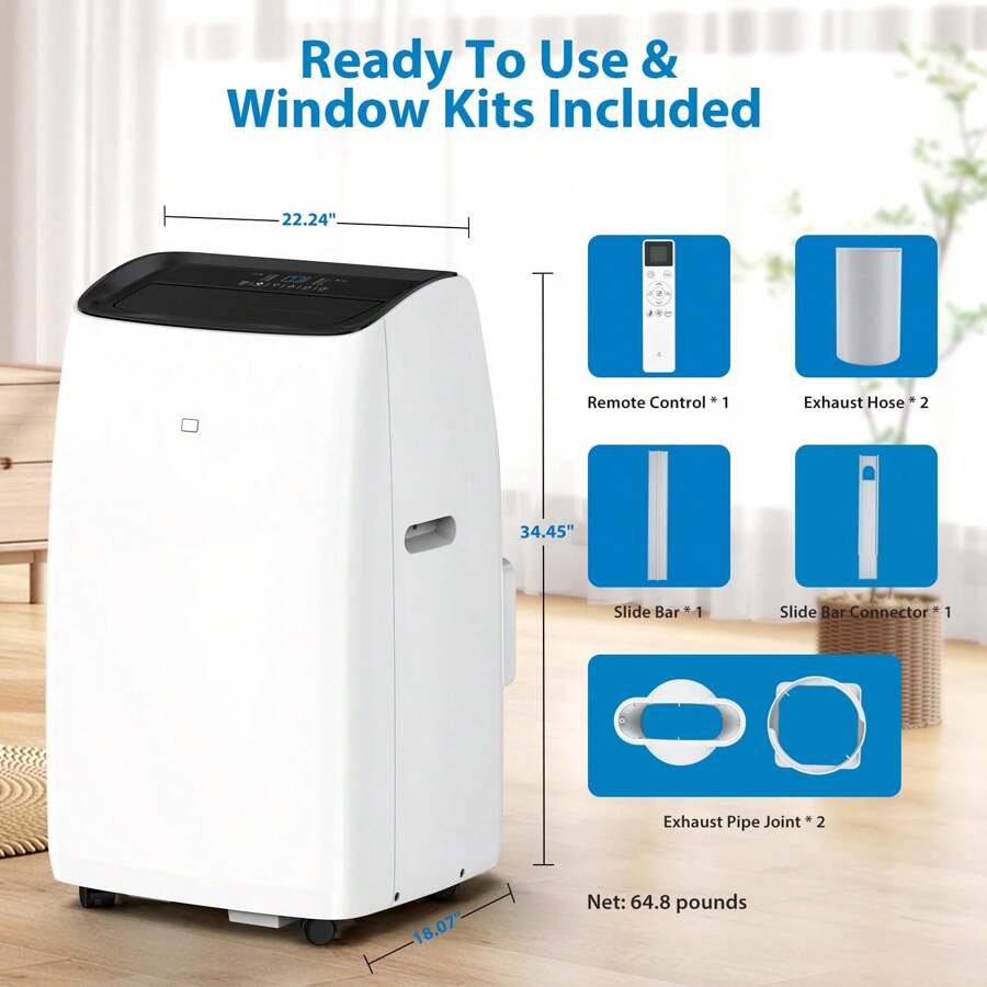 IDEALHOUSE 14000 BTU Inverter Portable Air Conditioner, Dual Hose Floor