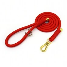 Pet Fashionable Personalized Gold Color Zinc Alloy Clasp Heavy Duty Handmade Nylon Leash For Dogs, Polyester Rope Durable Strong Dog Lead, Suitable For Large & Medium Pets, Collar And Training Accessories