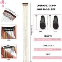 6个闪亮发夹，23.6英寸亮片发饰夹式套装，耐热闪光发夹，女士适用（金色）