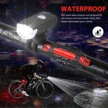 1pc Bicycle LED Waterproof Front Light & Warning Tail Light Set Cycling Equipment Mountain Bike Parts