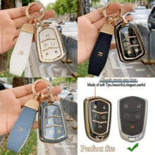 Dành Cho Vỏ Chìa Khóa Cadillac Có Móc Khóa TPU Vỏ Bảo Vệ 360 Độ Cho Cadillac 2015-2019 Cho Escalade CTS SRX XT5 ATS STS CT6 Chìa Khóa Thông Minh Cho Cadillac Túi Đựng Chìa Khóa Nữ Hợp Thời Trang Thời Trang - Có khóa móng ngựa 5 - Xem 11