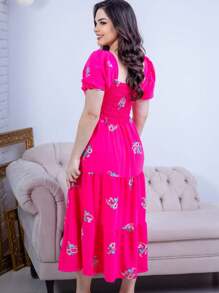 Women Midi Dresses - 玫紅色 - 查看 2