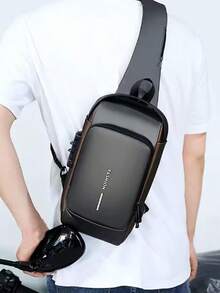 Multi-Function Anti-Theft Motorcycle Bag Men's Crossbody Bag Authentic Internet Celebrity Explosive Waterproof Crossbody Bag Magnetic Buckle Chest Bag Sling Bag Fanny Pack Bum Bag Waist Bag Back To School Students Commute With USB - Grey - View 6