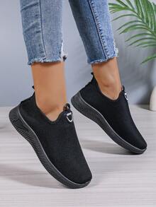 Giày thể thao lưới nữ mới, đế mềm chống trượt, giày đi bộ thể thao chạy bộ thông thường thoải mái - màu đen - Xem 3