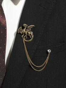 1 件时尚金/银水钻流苏胸针，带有鹰、龙、狮、梅花、鹿形动物图案，适合派对、约会、西装、日常穿着和礼物，用于衣服包饰背包，适合学校 Kpop 教师用品包饰可爱办公室配饰衬衫夹克珠宝圣诞节万圣节秋冬配饰，适合青少年、青年、男士、休闲、户外、运动、度假、毕业礼物、生日、日常穿着衣服别针有趣的教师礼物万圣节配饰教师节