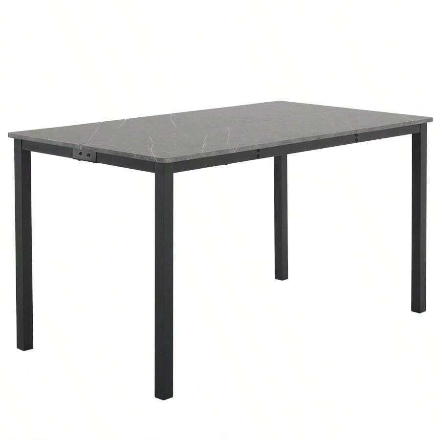 Disassemble Rectangular Dining Table With Straight Feet MDF Grey PVC