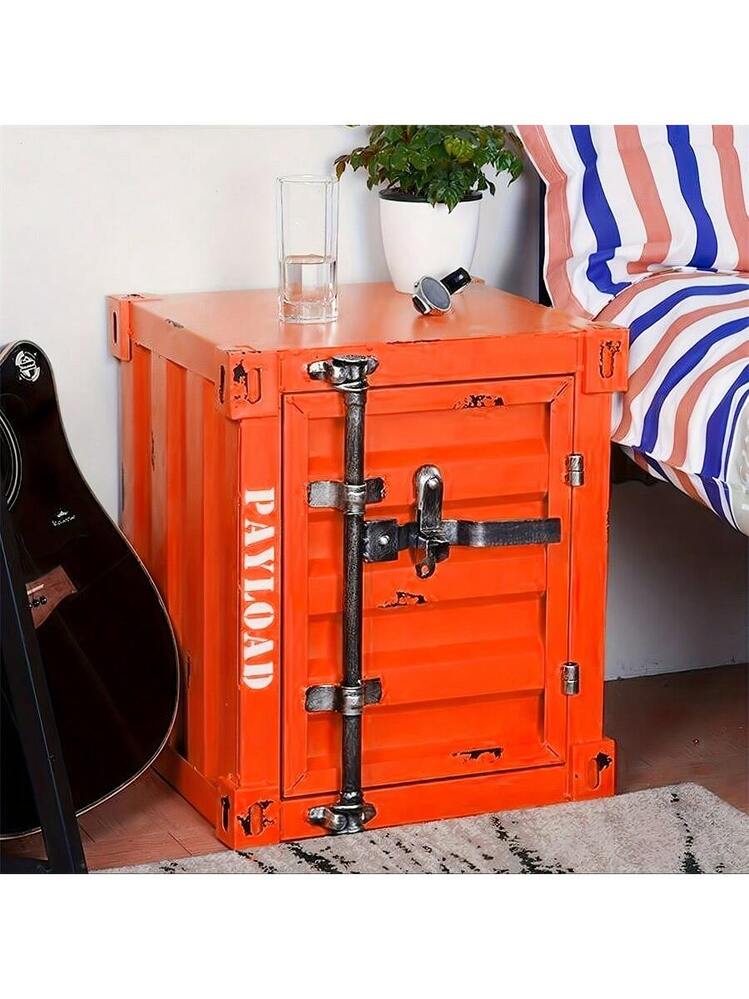 1 Piece 1 Door Industrial Style Container, Side Table, Retro