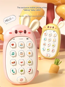 1 יחידה טלפון צעצוע חינוכי לילדים, כחול, ורוד או צהוב, מתאים לתינוקות בני 0-3 שנים, בנים ובנות, טלפון קריקטורה מיני מוזיקלי לבקיעת שיניים ולמידה מוקדמת - טלפון נייד ארנב לחינוך מוקדם - ראה 2
