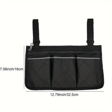 Bolsa lateral para braço de cadeira de rodas, Bolsa de armazenamento de bolso multifuncional com faixa refletiva para cadeira de rodas