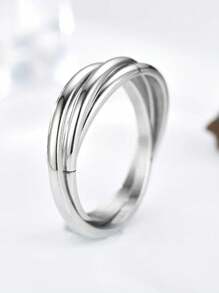 1 Stück stilvoller Tri-Color Titanstahl Paar-Ring mit dreifach ineinander greifenden Kreisen, Spinner, Anti-Angst, für Festivals, Hochzeiten und den täglichen Gebrauch, Hand-Schmuck
