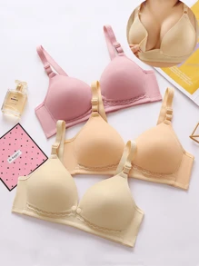 3pcs/Set Thin Lift & Support Nursing Bras For Postpartum Breastfeeding Women, Slightly Small, Please Order One Size Up As Needed