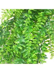2 Pack Artificial Fake Hanging Ferns Plants Vine Fake Ivy Boston Outdoor UV Resistant Plastic (Green) For Spring Summer Decor