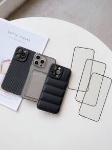 Kartenetui für Handyhülle im europäischen Stil, 6 Stücke 3 einfarbig gewebte Muster mit Daunenfutter Kartenfach Handyhülle mit vollem Schutz + 3 hochklar Anti-Schock Displayschutzfolien kompatibel mit iPhone 15/15 Pro/15 Pro Max/15 Plus/11/12/13/14/XS/XR/11 Pro/11 Pro Max/12 Pro/12 Pro Max/13 Pro/13 Pro Max/14 Pro/14 Pro Max/14 Plus/7 Plus/8 Plus/8/SE2