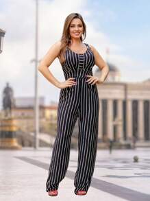 Women Jumpsuits - 黑與白 - 查看 2