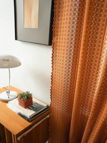 Bubaba 1pc Orange Lace Curtain, Bohemian Vintage Polyester Blackout Curtain, Suitable For Darkening Rooms In Living Room, Bedroom, Dining Room, Bathroom, Cafe, Holiday Decor, All Seasons