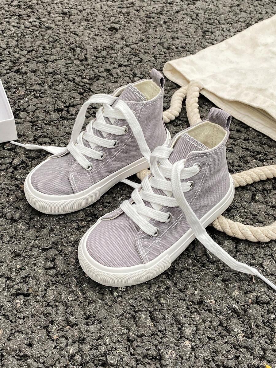 OPOEE帆布鞋，儿童中帮运动鞋，春秋季韩版，男女通用，时尚低帮休闲系带运动鞋，经典高帮运动鞋，百搭休闲运动滑板鞋