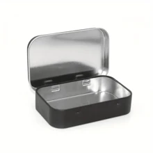 2 piezas de cajas de lata rectangulares con bisagras de metal con tapa, cajas de metal pequeñas, contenedores portátiles, kit de almacenamiento pequeño organizador del hogar para dulces, joyas y manualidades - Multicolor - Ver 17