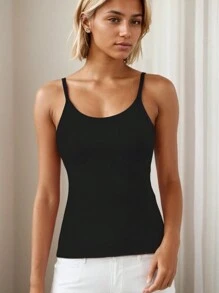 Camisola negra sin espalda con almohadilla incorporada para sujetador para mujeres, versión larga