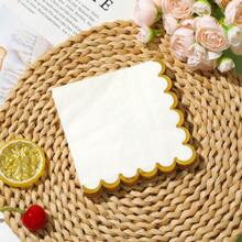 Khăn ăn mạ vàng hai lớp 20 chiếc màu trơn thích hợp cho các buổi họp mặt gia đình, sinh nhật, tiệc tùng, tiệc cắm trại, khách sạn, quán cà phê, khăn ăn trang trí, Giáng sinh - trắng - Xem 1