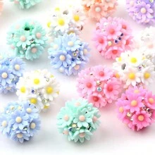 4 pièces Belles boules de fleurs mixtes rondes pour la fabrication de bijoux. Accessoires de décoration pour bracelets, téléphones, stylos, sacs et autres, parfaits pour la Saint-Valentin.