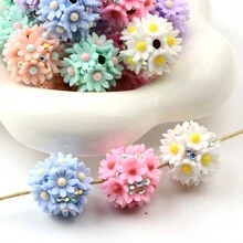4 pièces Belles boules de fleurs mixtes rondes pour la fabrication de bijoux. Accessoires de décoration pour bracelets, téléphones, stylos, sacs et autres, parfaits pour la Saint-Valentin.