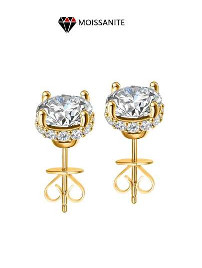 Boucles d'oreilles moissanite à quatre griffes en S925 style classique et élégant pour hommes et femmes. Convient pour les couples, les voyages, les rendez-vous, les dîners, les cadeaux d'anniversaire, de mariage et de fiançailles